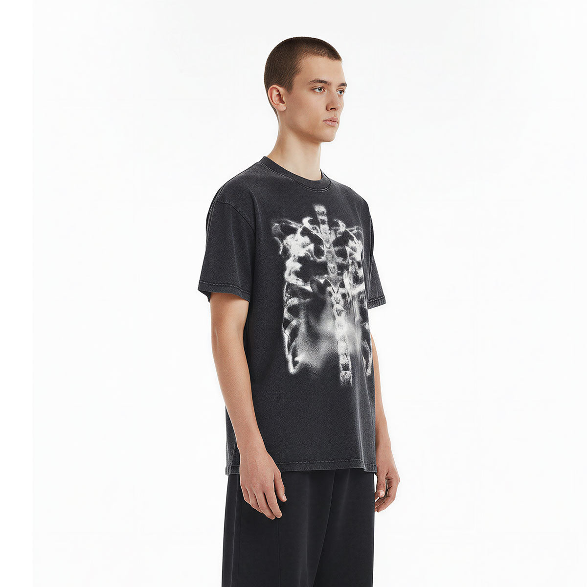 Vintage Washed Skeleton Graphic Oversized Streetwear Tee