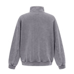 Distressed Wash Comfort Zip Pullover Sweatshirt