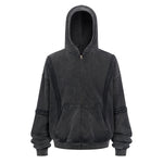 Distressed Vintage Wash Zip Up Hoodie
