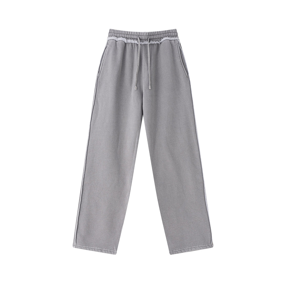 Raw Edge Straight Leg Fleece Sweatpants