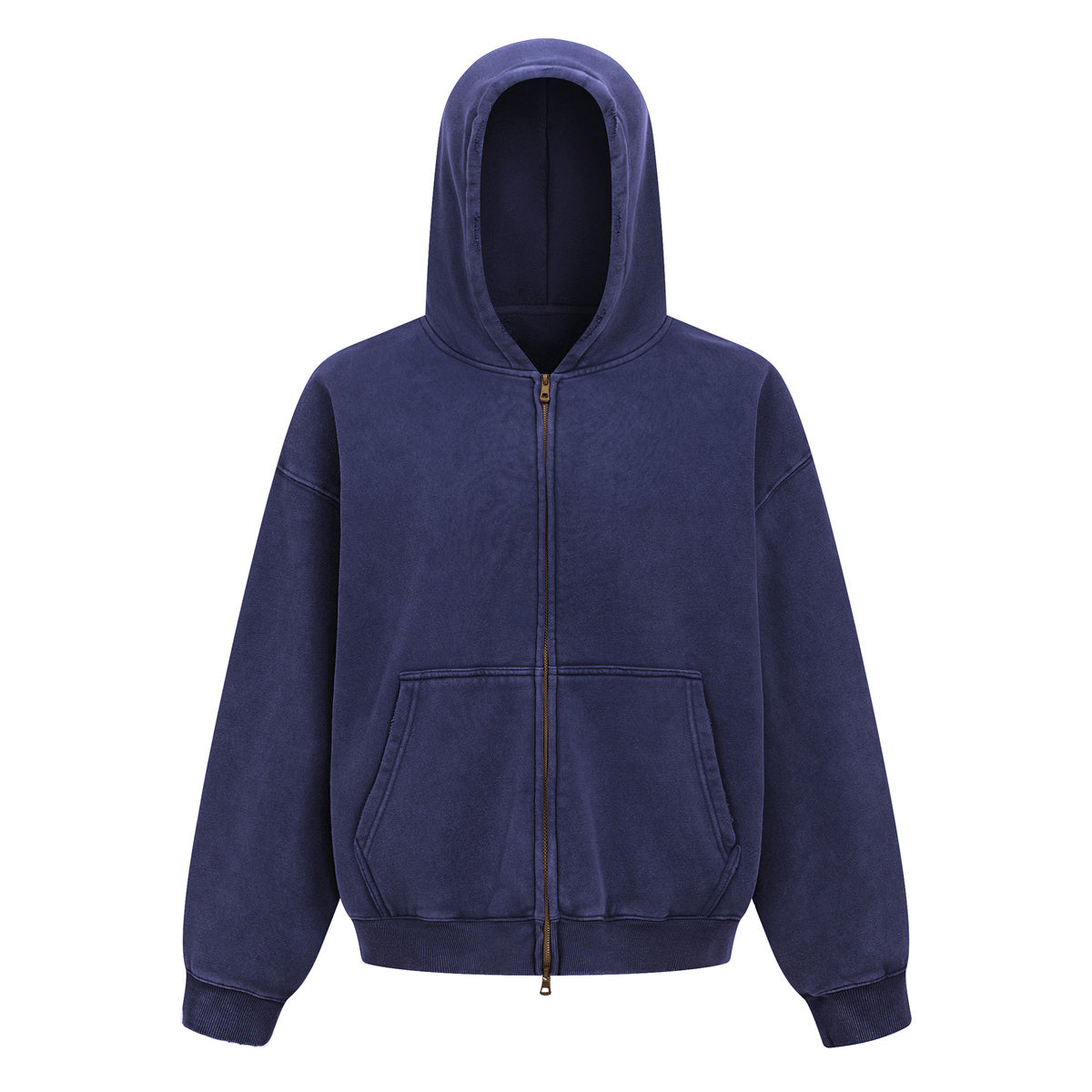 Vintage Oversized Full Zip Kangaroo Pocket Hoodie