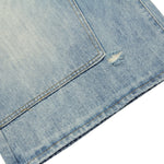 Double Waistband Distressed Denim Bermuda Shorts