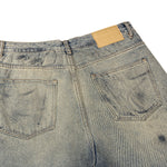Faded Blue Vintage-Sanded Wide-Leg Jeans