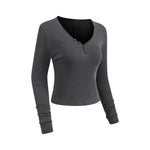 Long-Sleeve Ribbed Henley Top 8.25oz