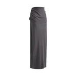High Waist Ruched Knit Maxi Skirt