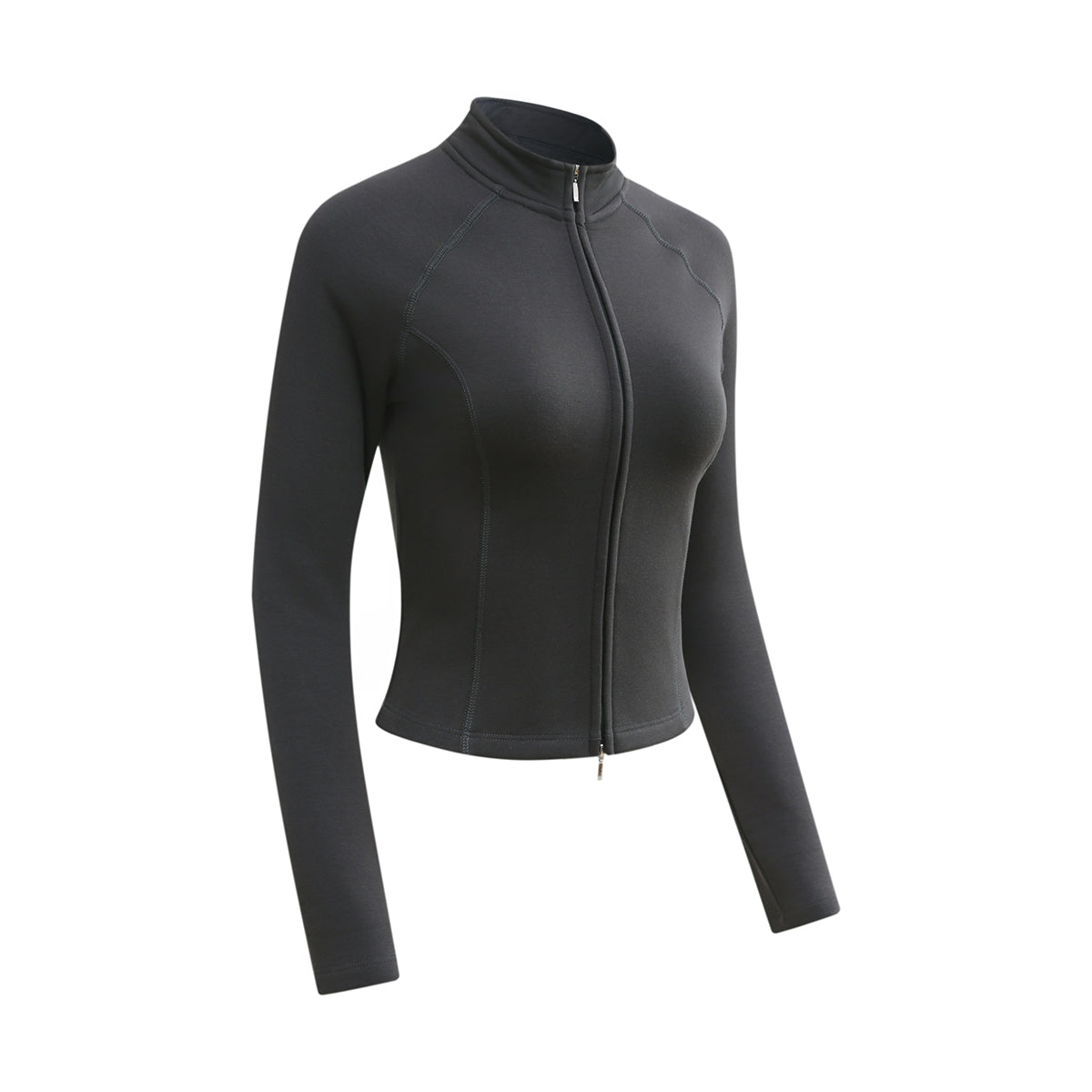 Double-Slider Zipper Fleece Cropped Sweatshirt