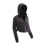 Ruched Waist Cotton Cropped Hoodie
