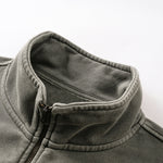 Stand Collar Panel Detail Washed Zip Up Sweatshirt
