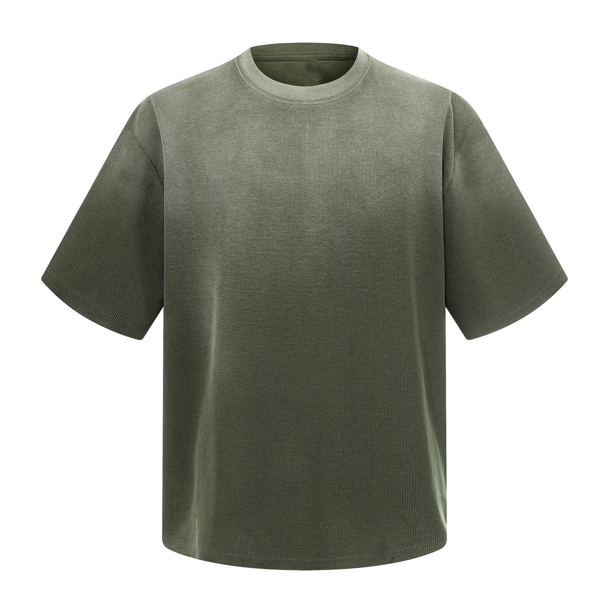 Waffle Knit Spray Dyed Distressed Raw Edge Tee