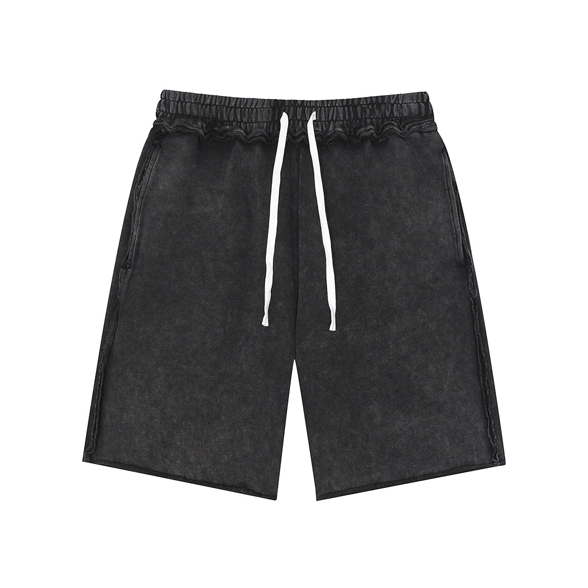 Stone-Washed Raw-Edge Sweat Shorts