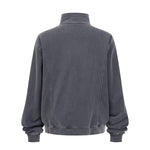 Stand Collar Panel Detail Washed Zip Up Sweatshirt