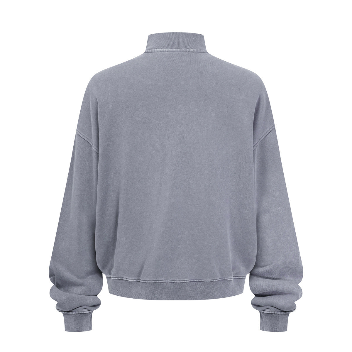 Vintage Zip-Up Ribbed Stand Collar Sweatshirt