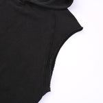 Raw Edge Sleeveless Muscle Hoodie