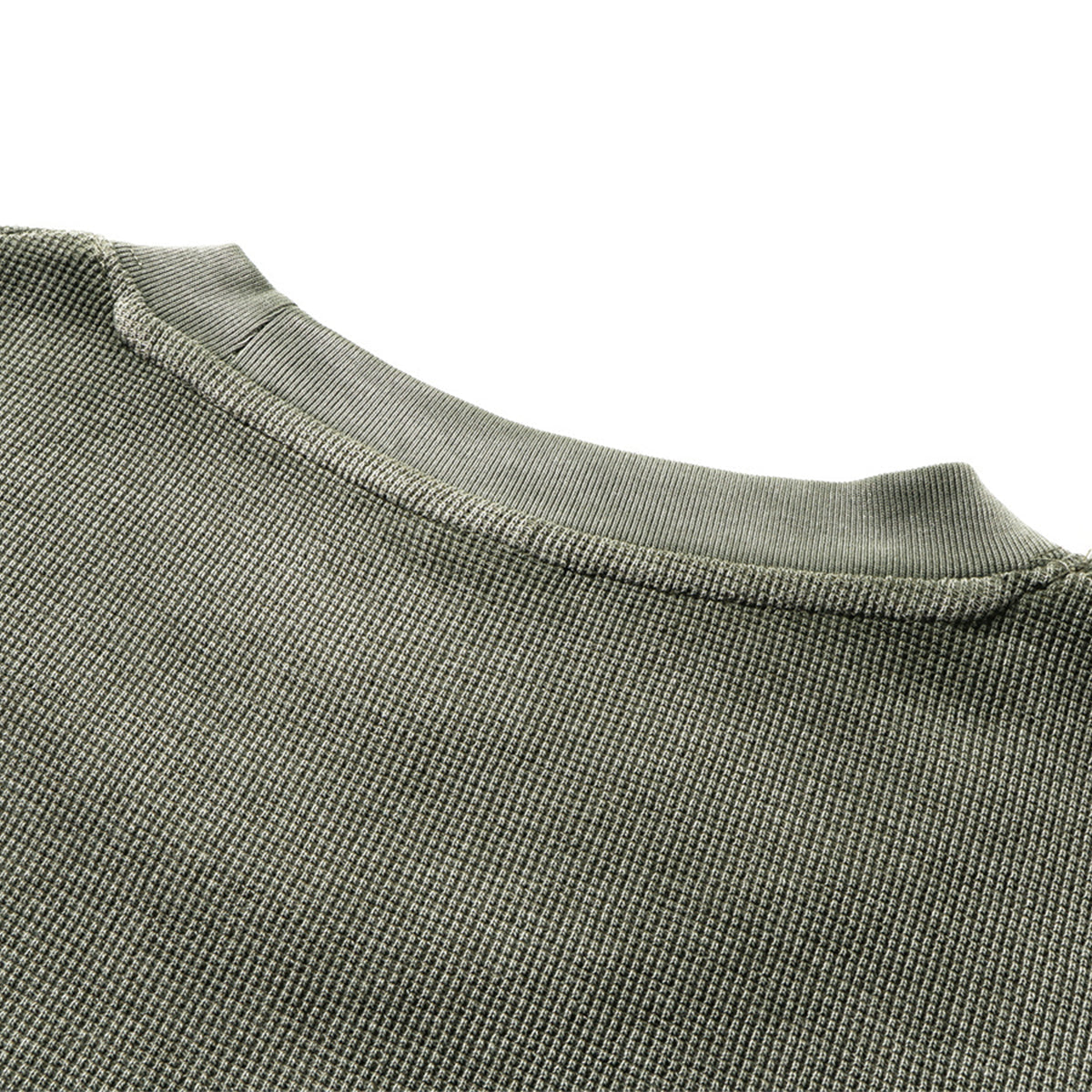 Waffle Knit Spray Dyed Distressed Raw Edge Tee