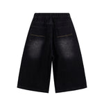 High Waist Wide Leg Ombre Denim Shorts