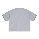 Oversized Minimal Tee Raw Edge Contrast Stitching