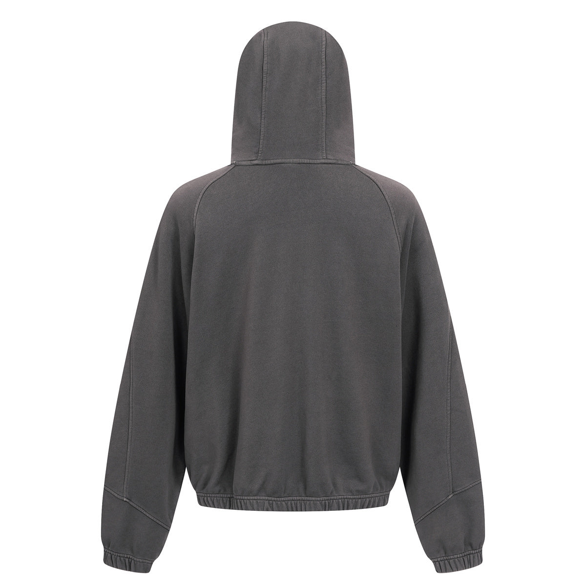 Vintage Washed Oversized Curved Stitch Zip Hoodie