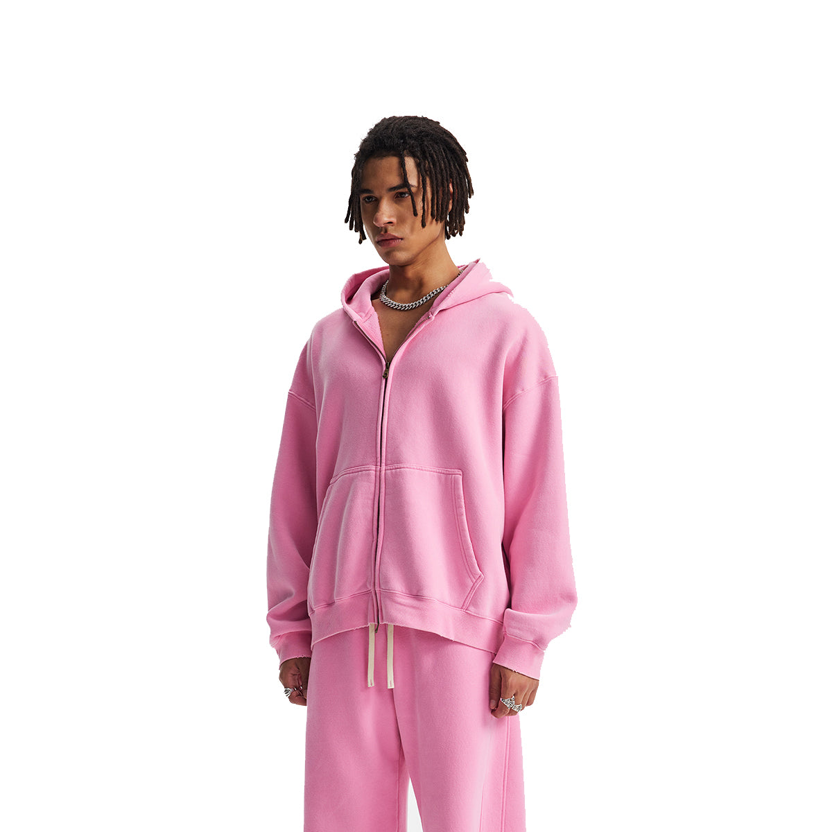 Vintage Oversized Full Zip Kangaroo Pocket Hoodie