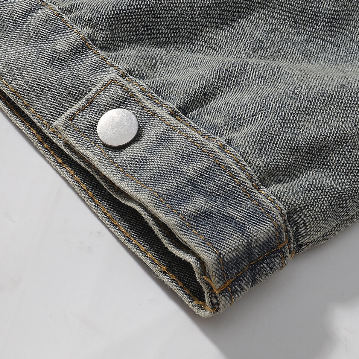 Contrast Stripe Washed Denim Baggy Jacket