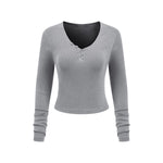 Long-Sleeve Ribbed Henley Top 8.25oz