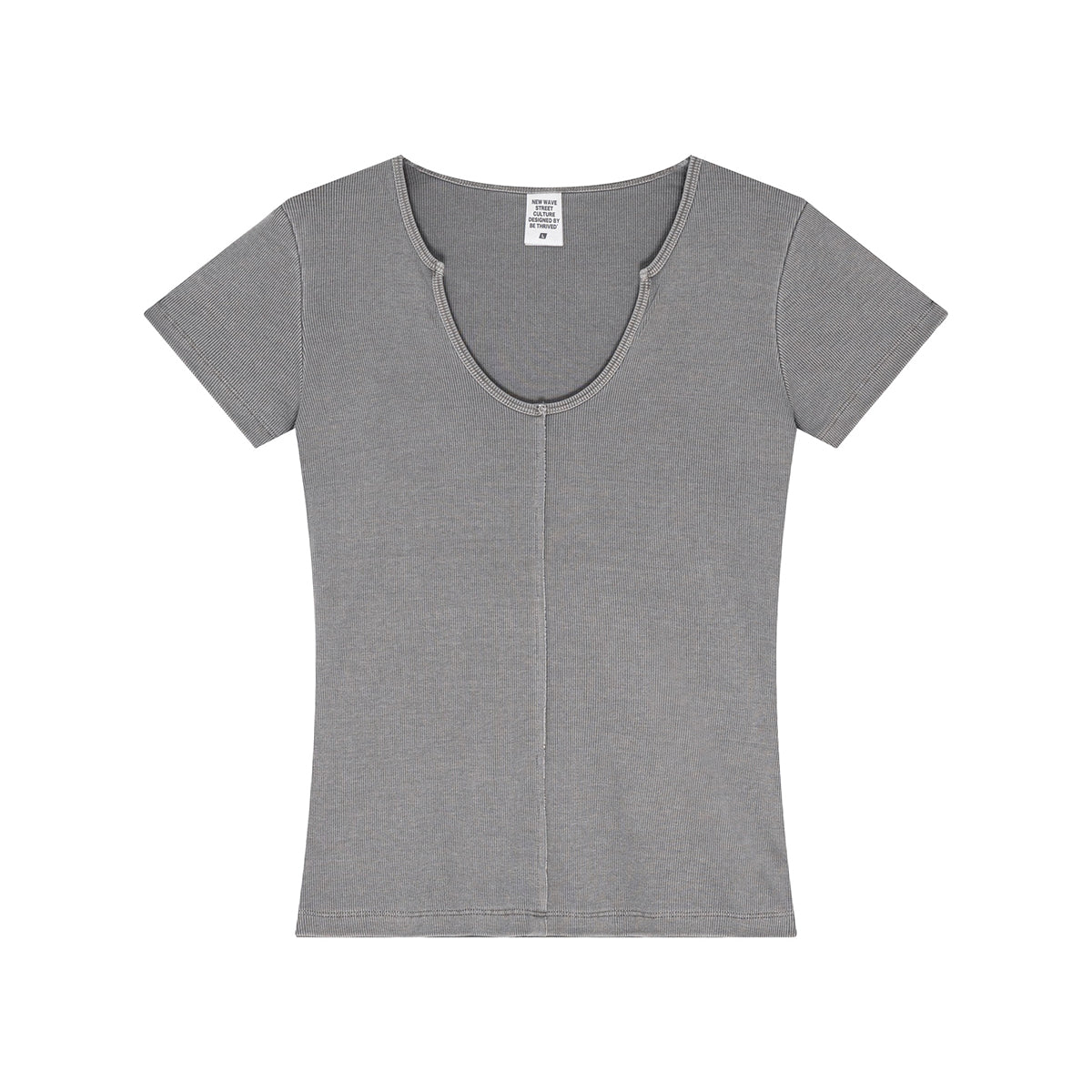 Fitted Rib-Knit V Neck T-Shirt 275gsm