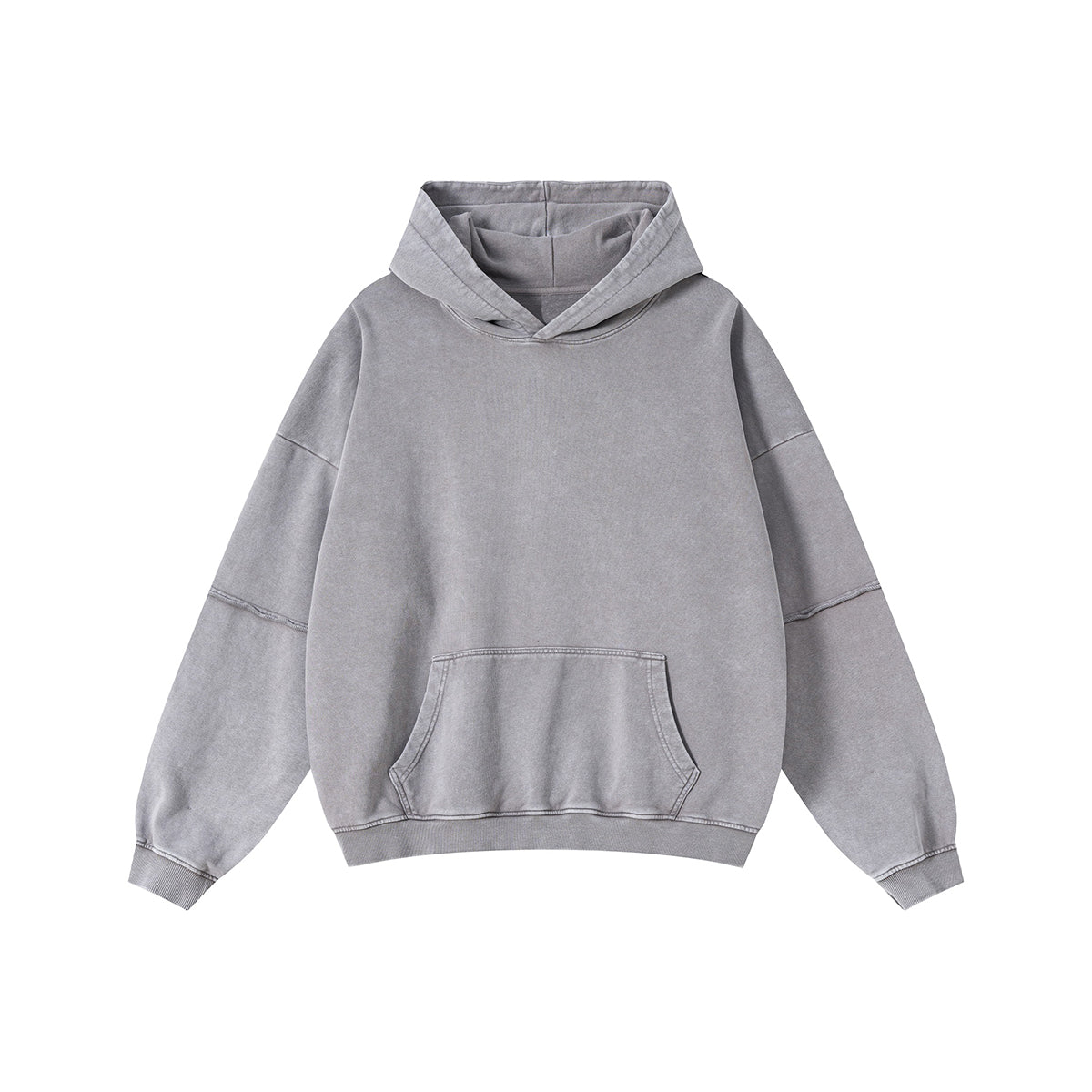 Two-Layer Sleeve Acid Washed Cotton Hoodie