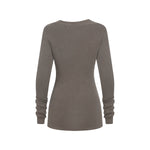 Asymmetric Neck Long Sleeve Ribbed Top