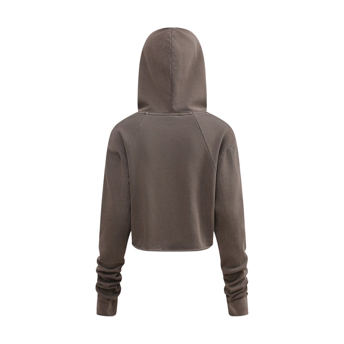 Ruched Waist Cotton Cropped Hoodie