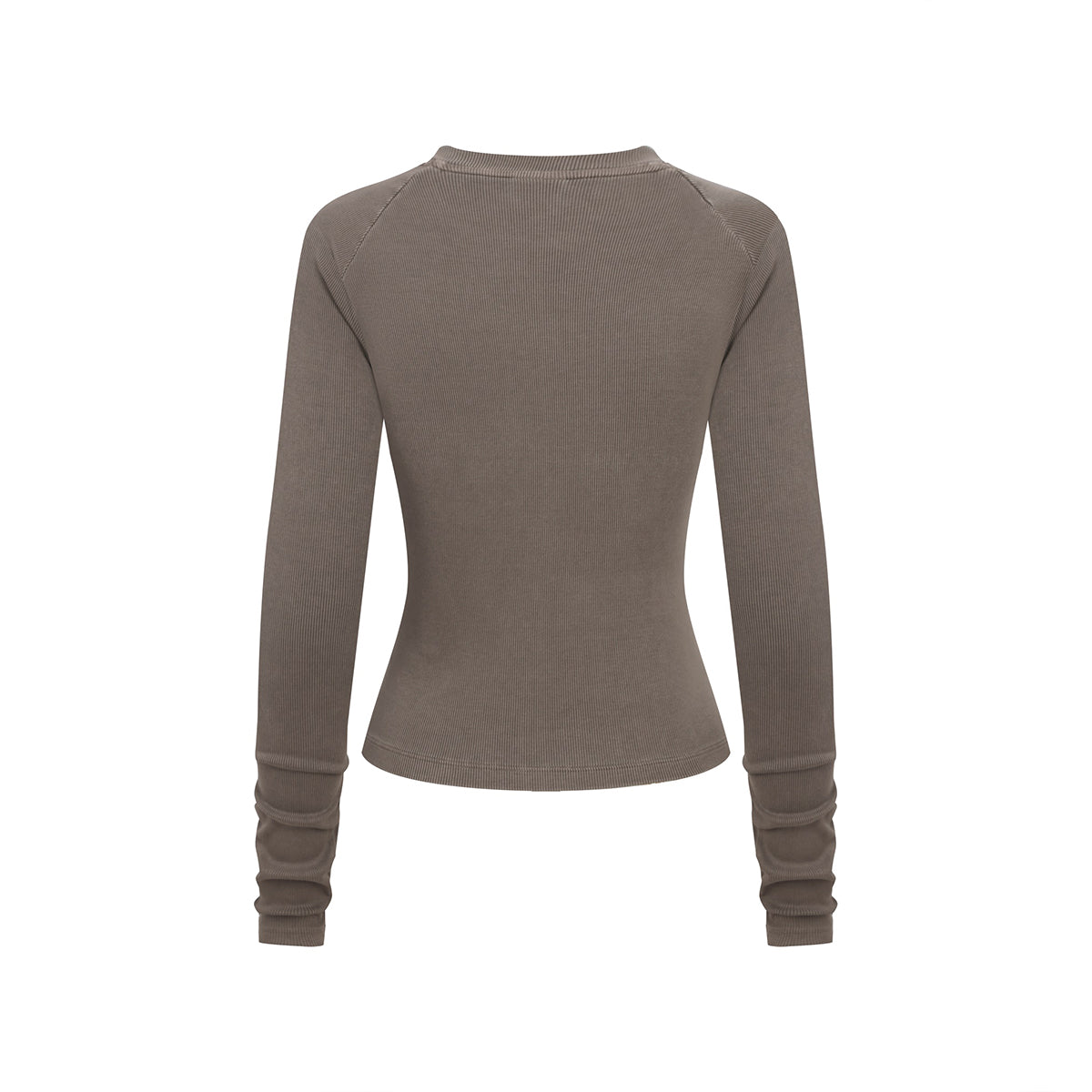 Crew-Neck Long Sleeve Ribbed Top
