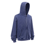 Double Yarn Vintage Washed Zippered Comfort Hoodie