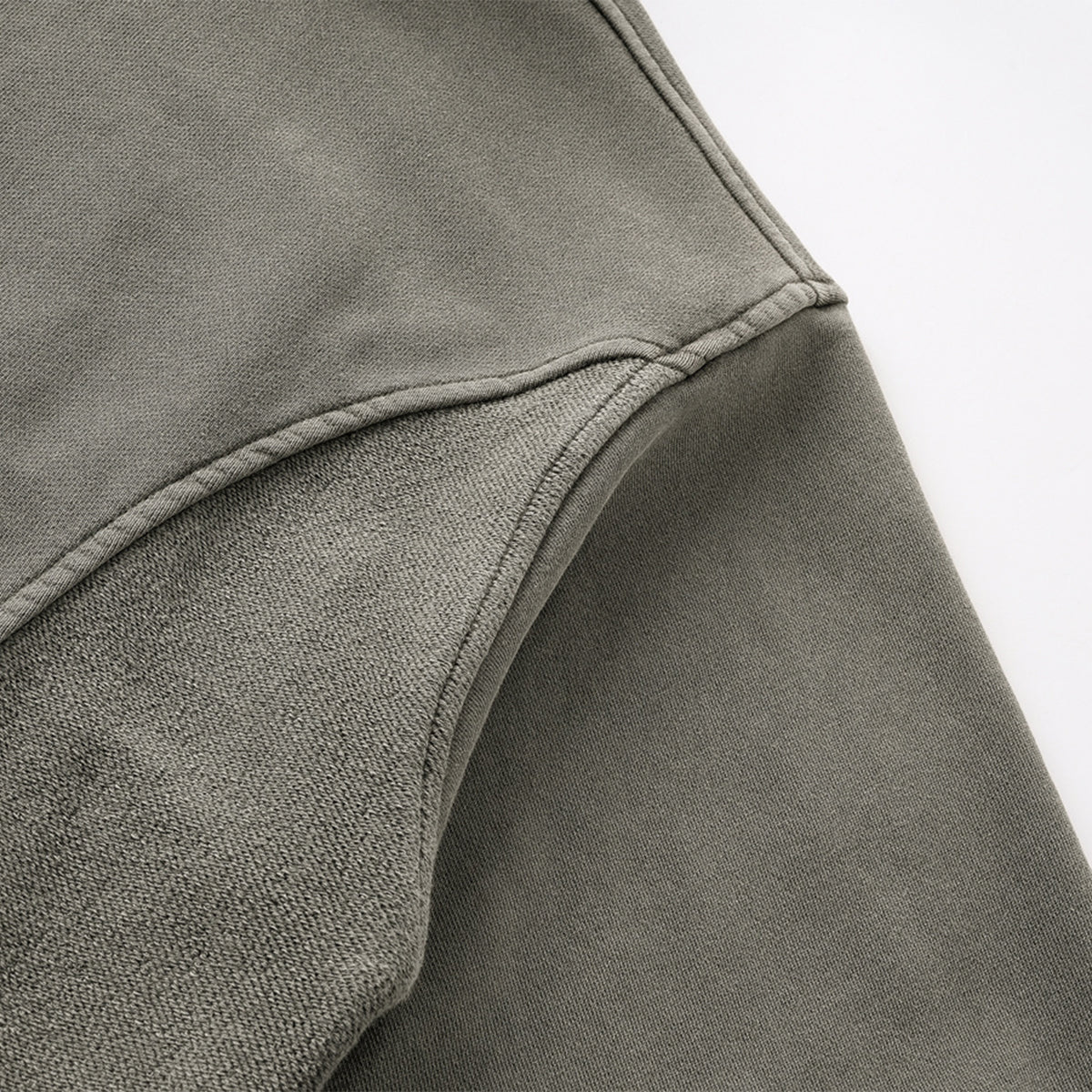 Stand Collar Panel Detail Washed Zip Up Sweatshirt