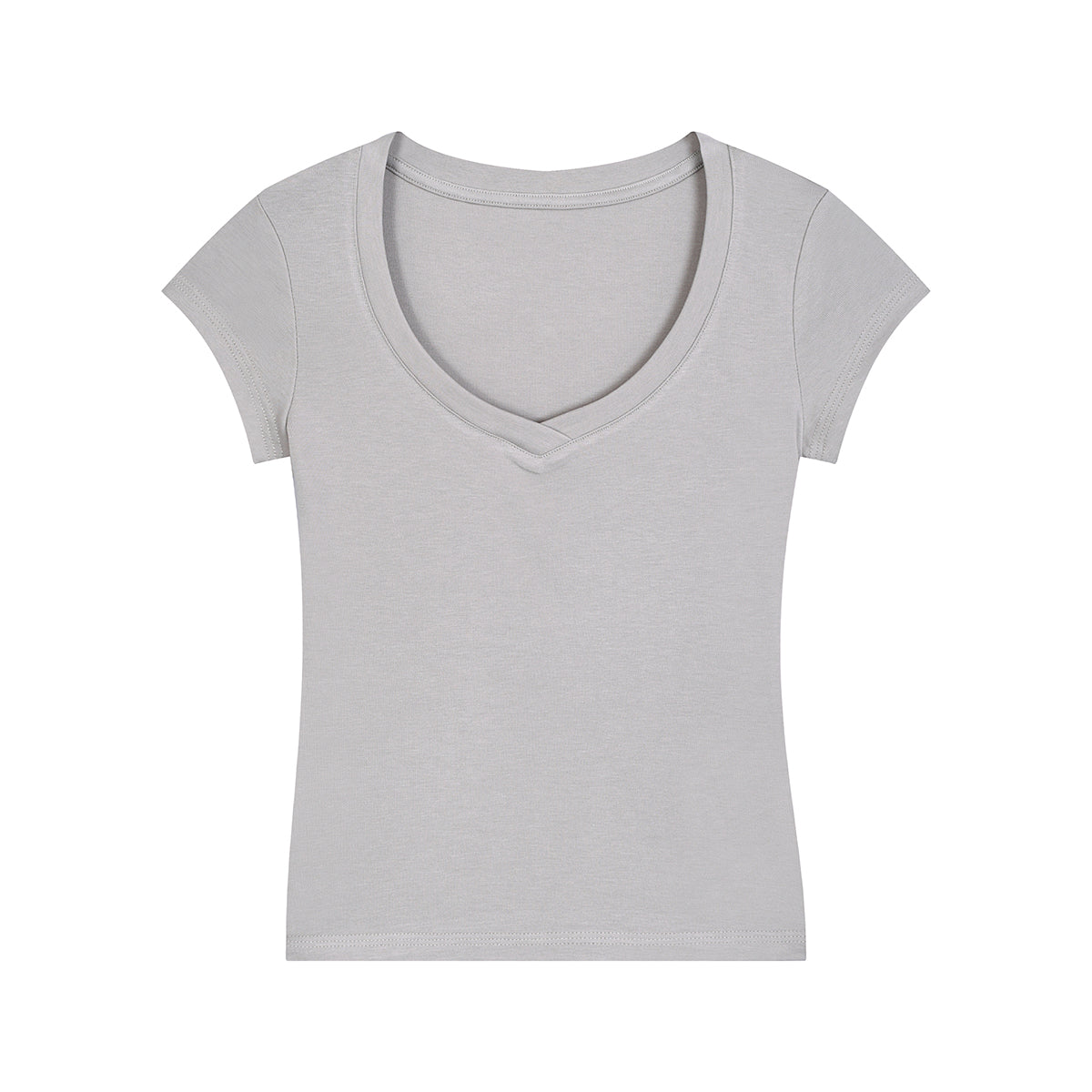 Solid-Color V-Neck Cotton T-Shirt 215gsm