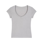 Solid-Color V-Neck Cotton T-Shirt 215gsm