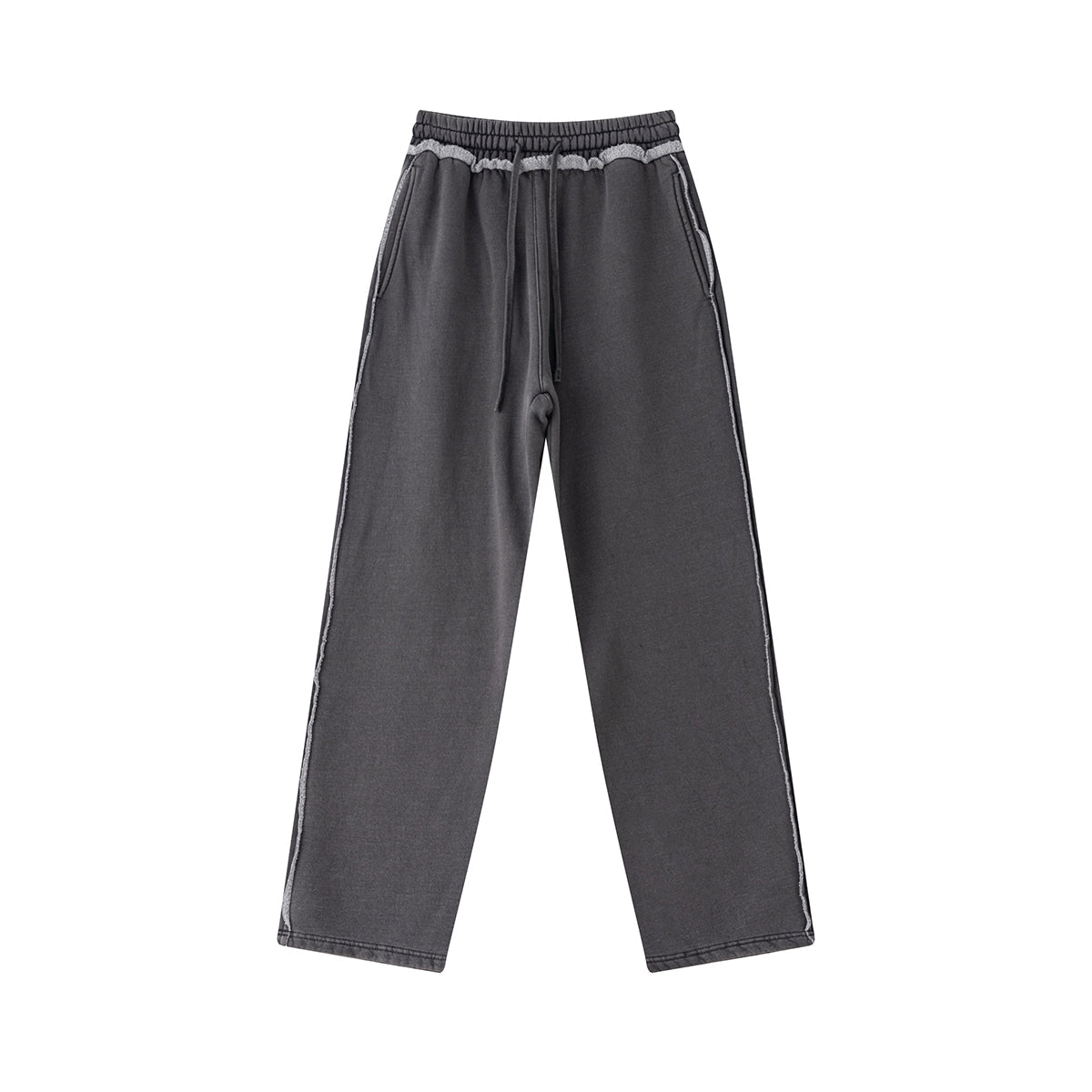 Raw Edge Straight Leg Fleece Sweatpants