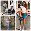 Casual UK Outfits: How to Wear a Denim Mini Skirt with White Sneakers