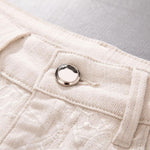 High-Rise Embroidery Cut-Out Wide-Leg Jeans