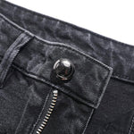 Pearl-Embellished Embroidery Cut-Out Whisker Jeans
