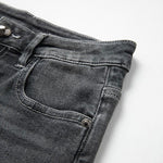 Asymmetric Heavy Embroidered Denim Shorts