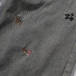 Dog Embroidery Design Vintage Washed Denim Shorts