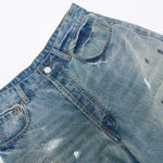 Paint-Splatter Bermuda Denim Shorts