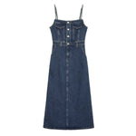 Women's Fitted Slip Denim Midi Dress
