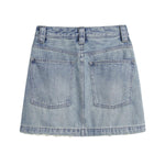 Raw Hem Vintage Wash Denim Mini Skirt