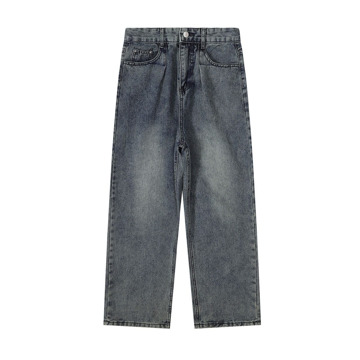 Vintage Wash Wide Leg Denim Jeans