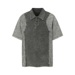 Two Tone Vintage Wash Contrast Panels Polo Shirt