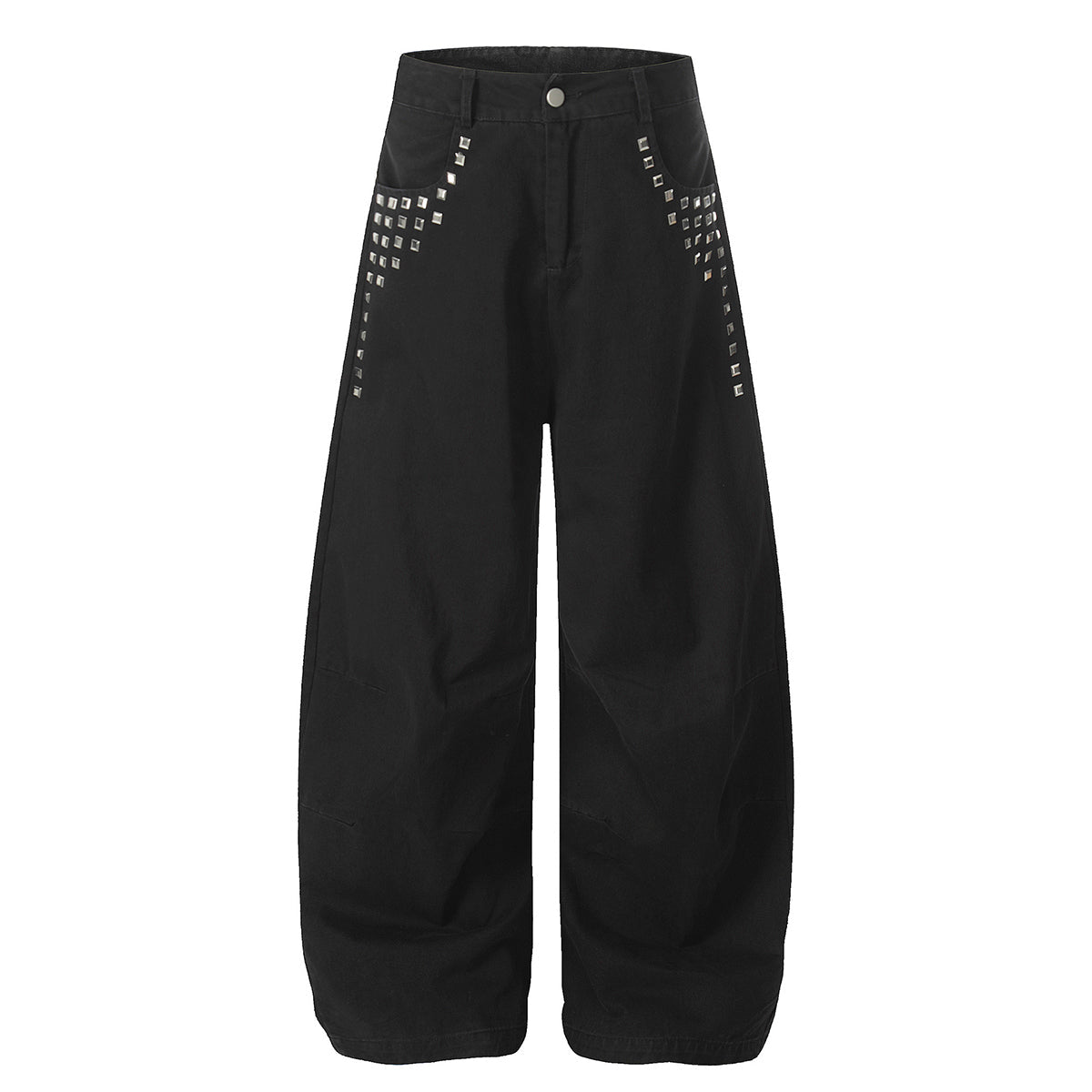 Black Wide Leg Pants Studded Accent Detail