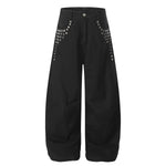 Black Wide Leg Pants Studded Accent Detail