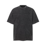 Vintage Washed Short Sleeve Textured Panel Design Tee