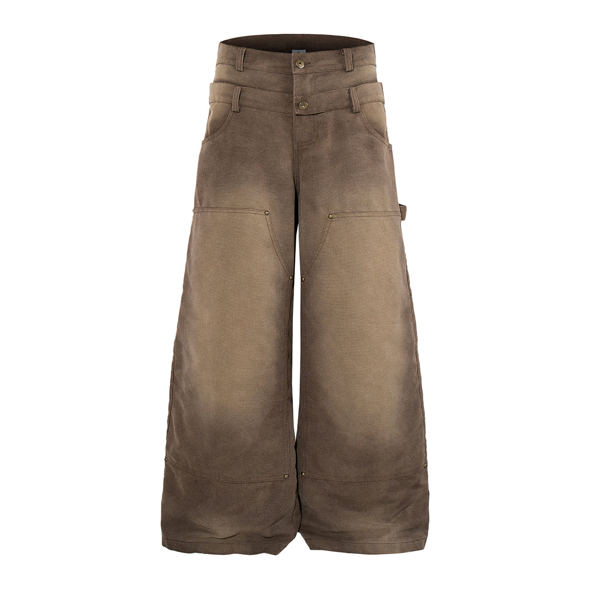 Reinforced Stitching Brown Vintage Wide Leg Painter Pants