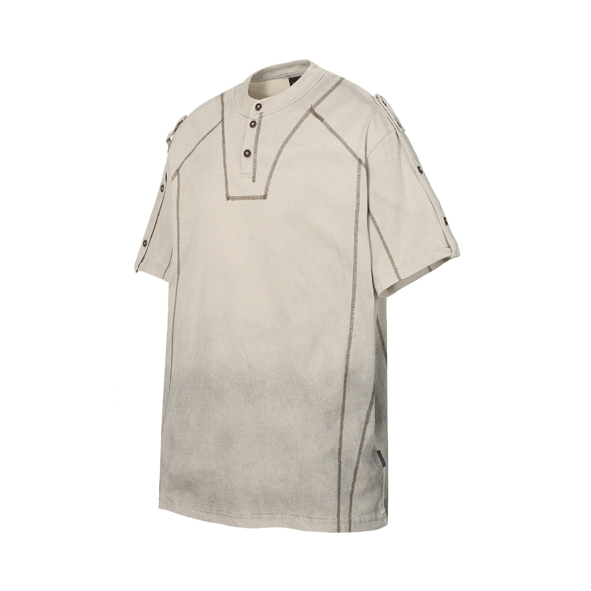 Button Shoulder Detail Vintage Washed Short Sleeve Tee