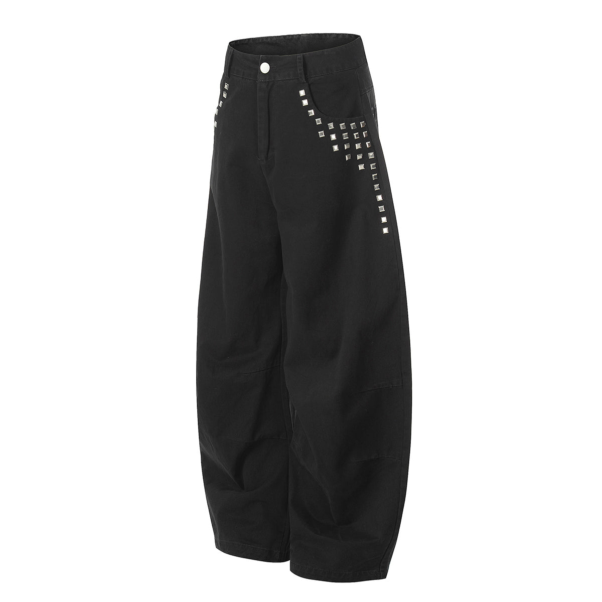 Black Wide Leg Pants Studded Accent Detail
